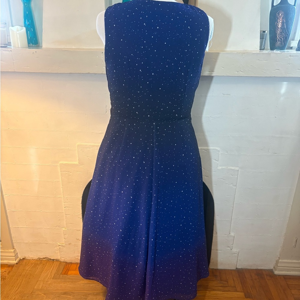 eShakti Blue to Purple Ombré Midi Dress with Tiny Stars and POCKETS! - Picture 2 of 3